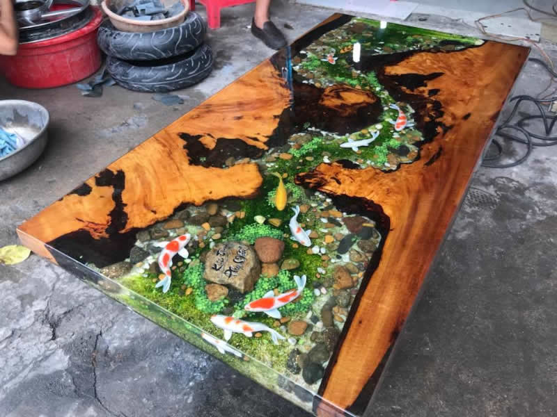 Mặt bàn cá 3D epoxy tại TP Vinh Nghệ An