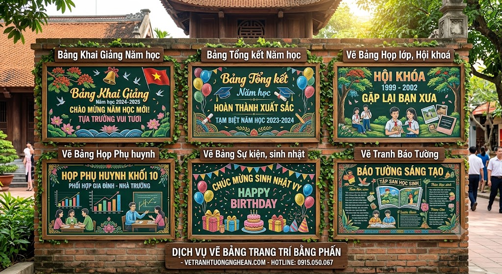 Dịch vụ vẽ b&aacute;o tường, giấy học sinh Vinh Nghệ An